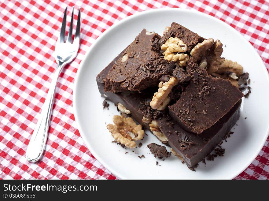 Chocolate sweet with walnuts