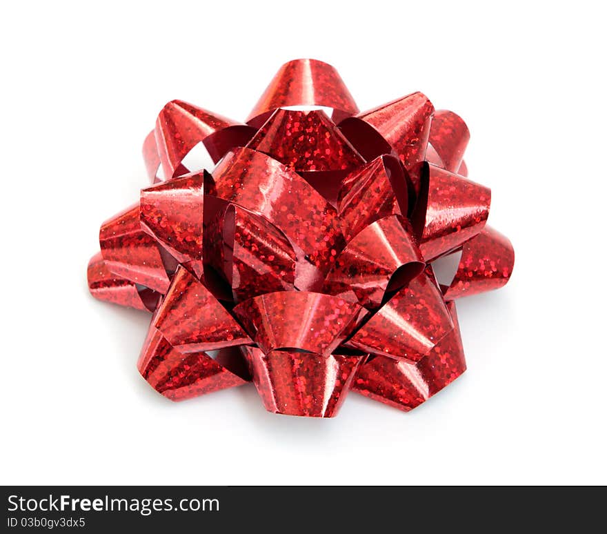 Red bow isolated on white background.