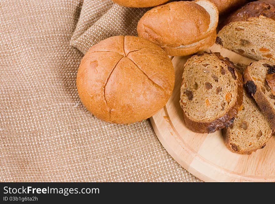 Assortment of baked bread still life