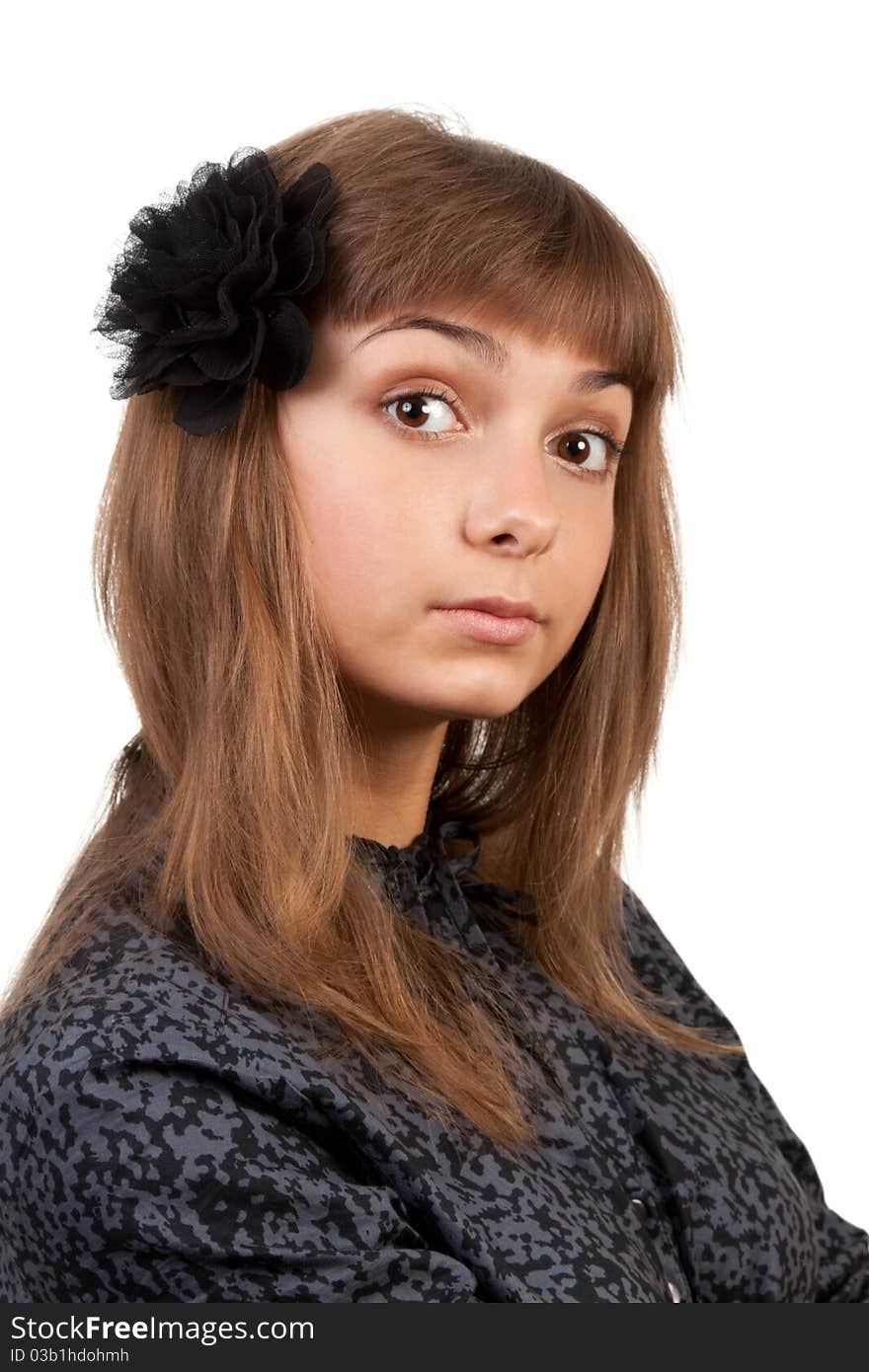 Portrait of a young beautiful girl isolated on white background