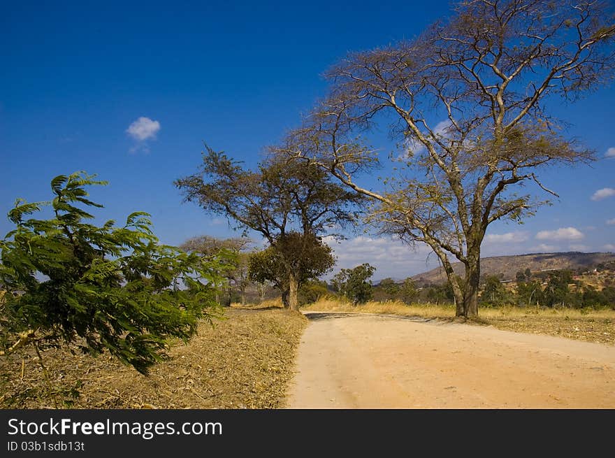 Desert road to tosamaganga village. Desert road to tosamaganga village