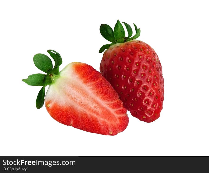 Red strawberry cut into two halves. Red strawberry cut into two halves