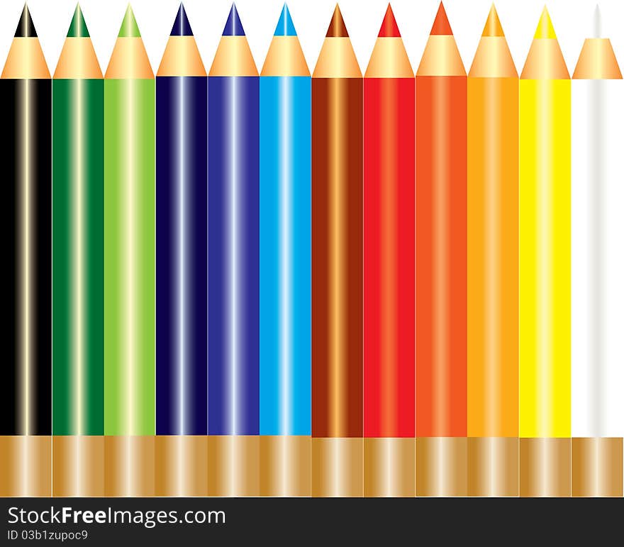 A dozen colorful rainbow color pencil. A dozen colorful rainbow color pencil