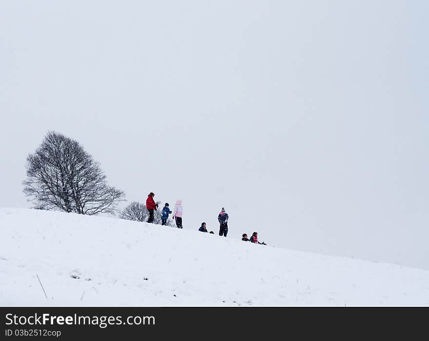 Children Playing In The Snow