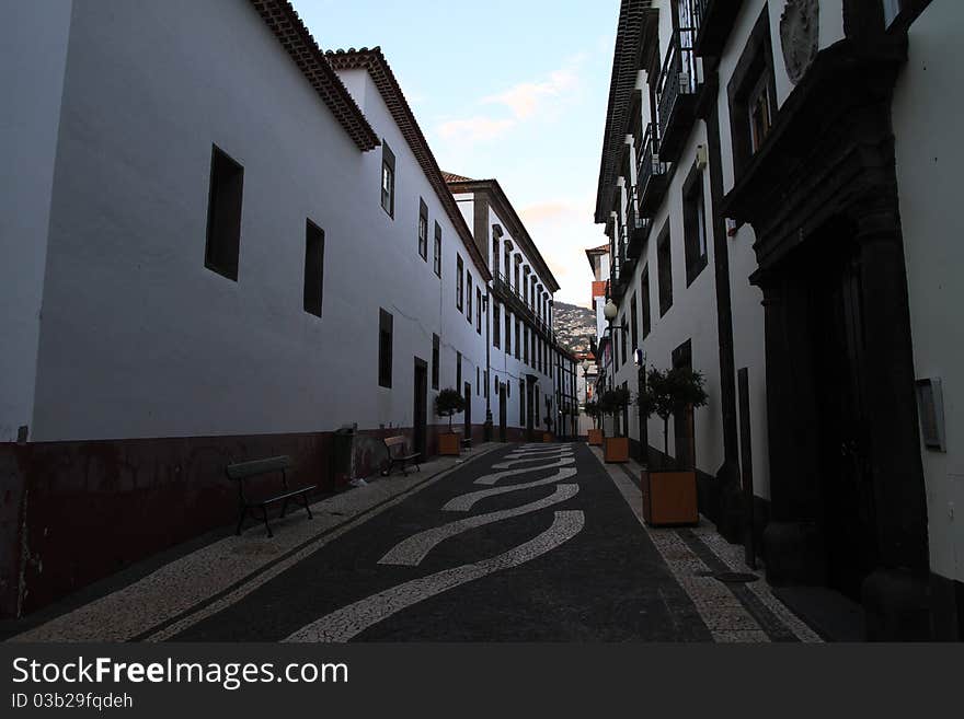 View of the streets of Funchal, capital of the island of madeira, Portugal. Very Touristic and great travel time. View of the streets of Funchal, capital of the island of madeira, Portugal. Very Touristic and great travel time.