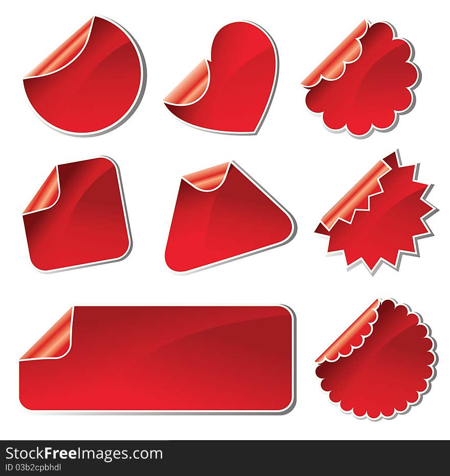 Set of red stickers