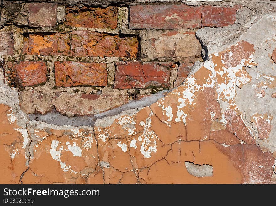 Old weathered brick wall, Bricks, a structure