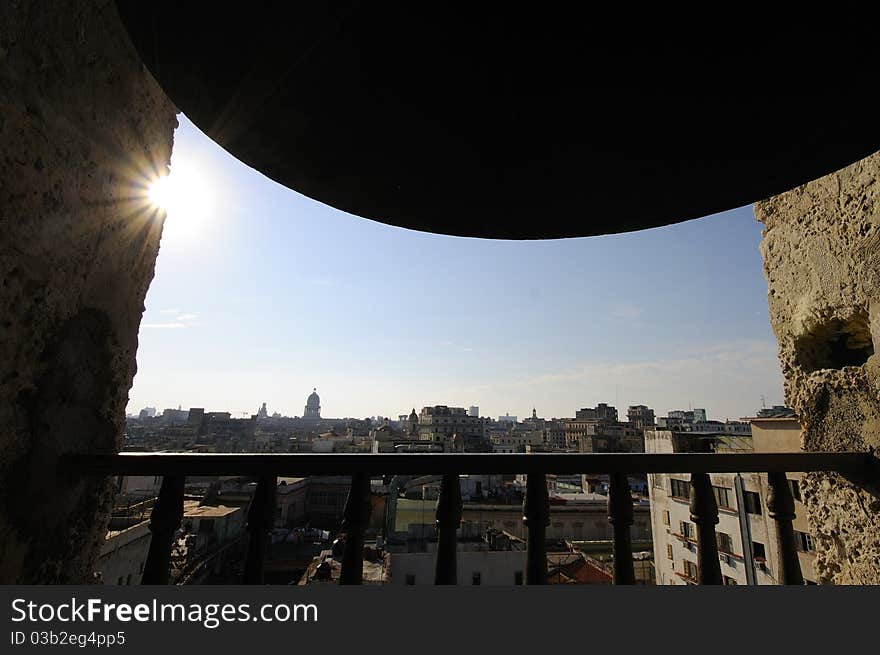 Havana Skyline Under Big Church Bell