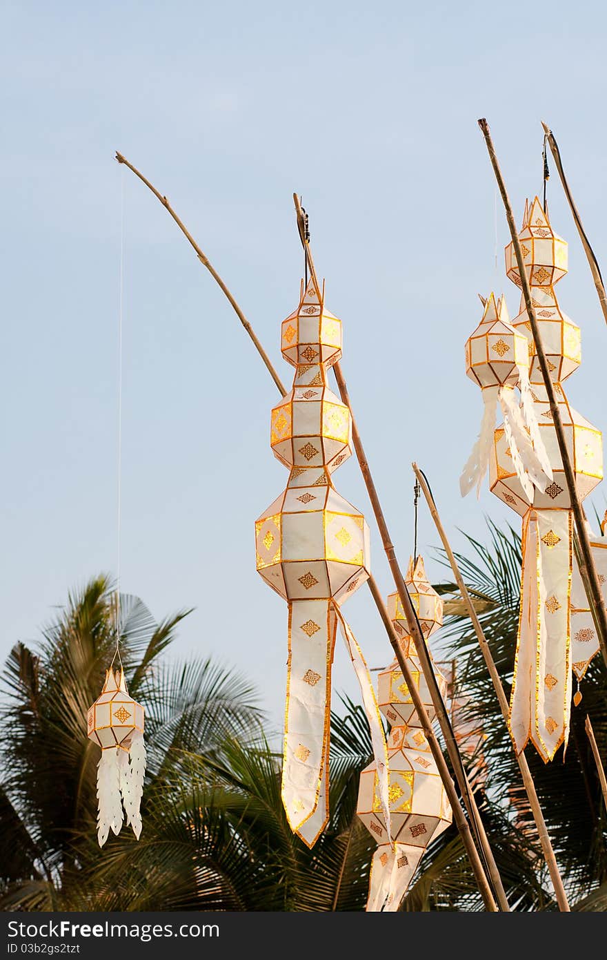 Lamp Lighting of northern Thailand. Decorate by using the tip of bound bamboo