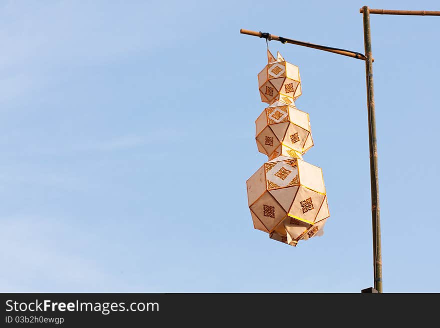 Lamp Lighting of northern Thailand. Decorate by using the tip of bound bamboo