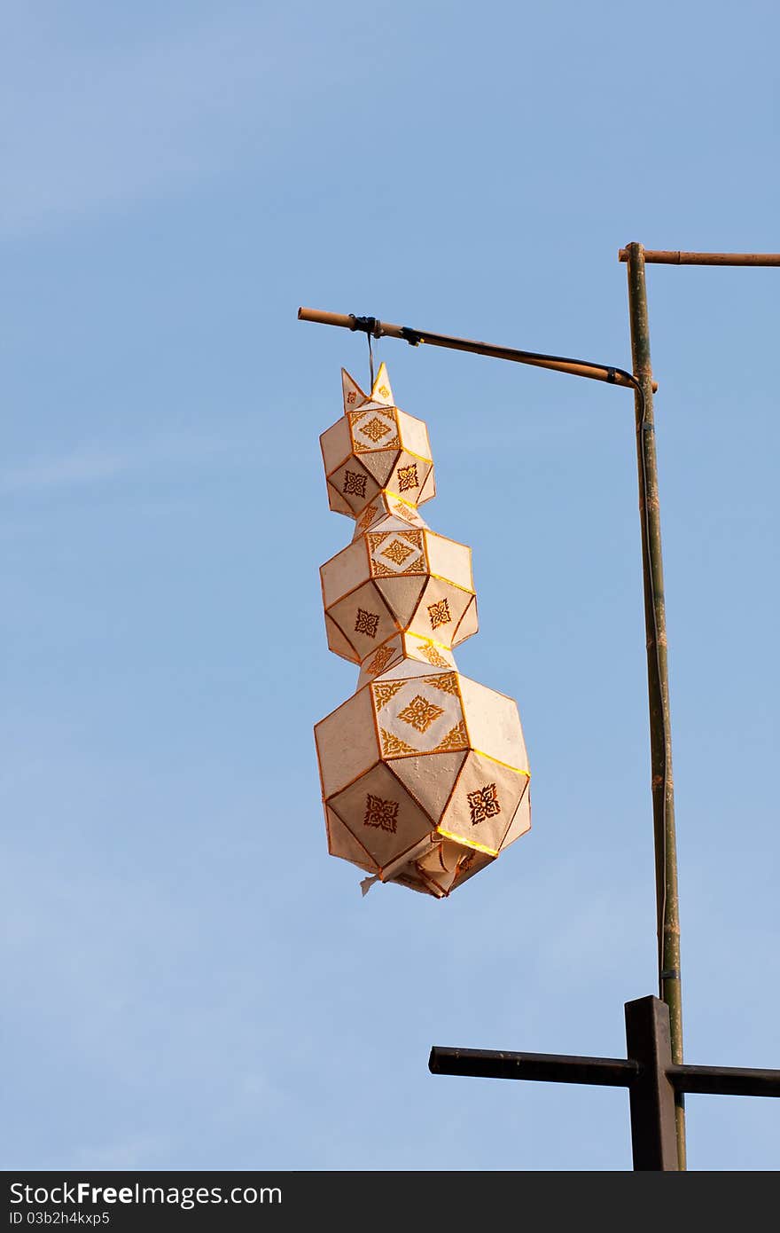 Lamp Lighting of northern Thailand. Decorate by using the tip of bound bamboo