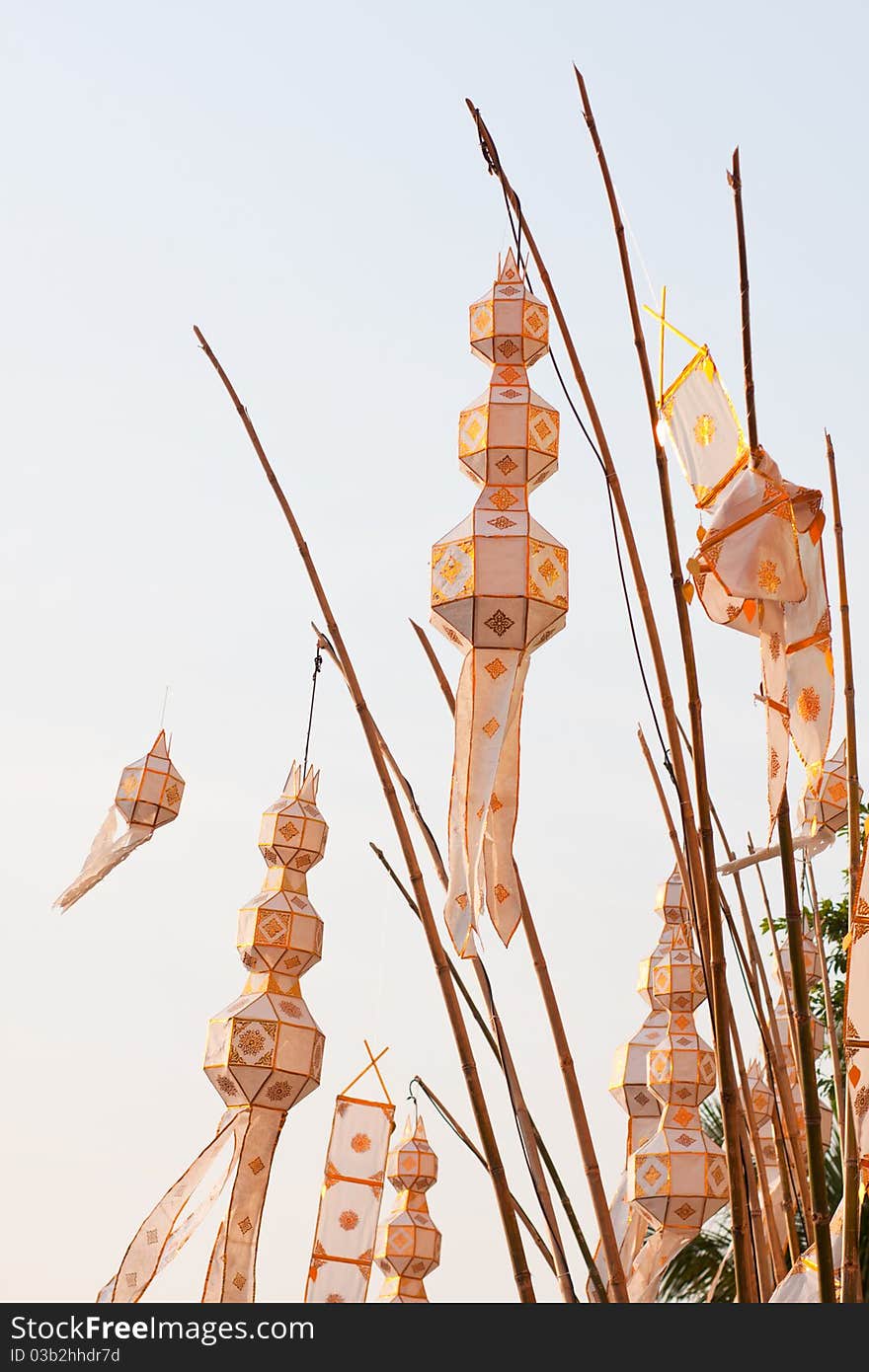 Lamp Lighting of northern Thailand. Decorate by using the tip of bound bamboo