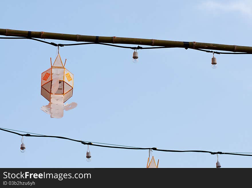 Lamp Lighting of northern Thailand. Decorate by using the tip of bound bamboo