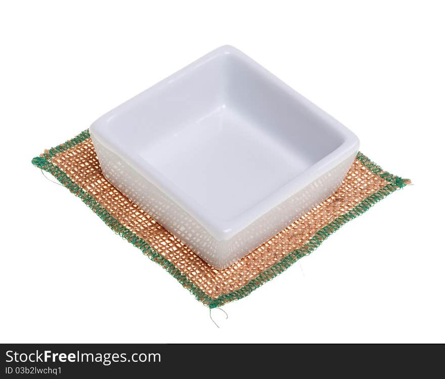 White square dish.