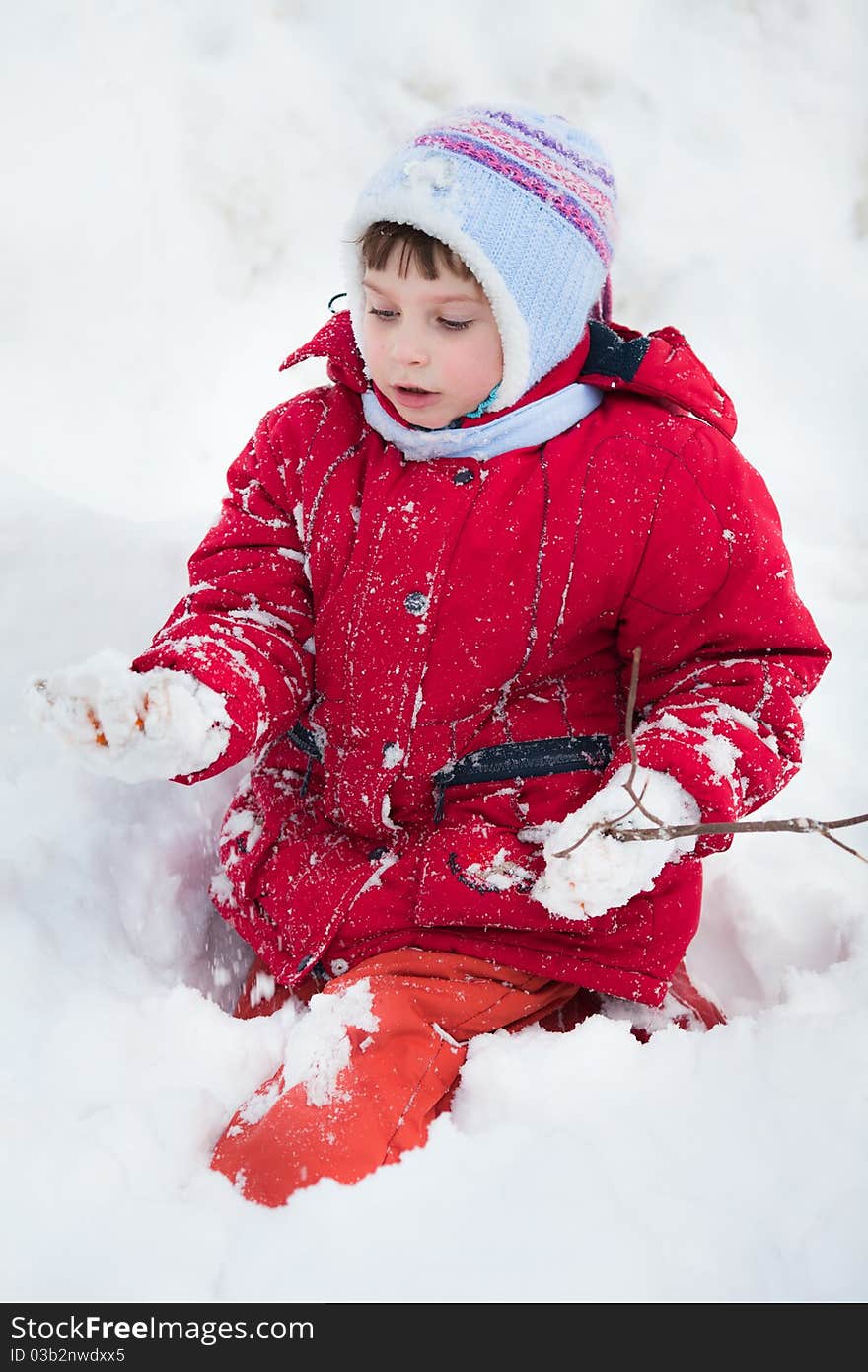 Six years old girl on snow. Six years old girl on snow.