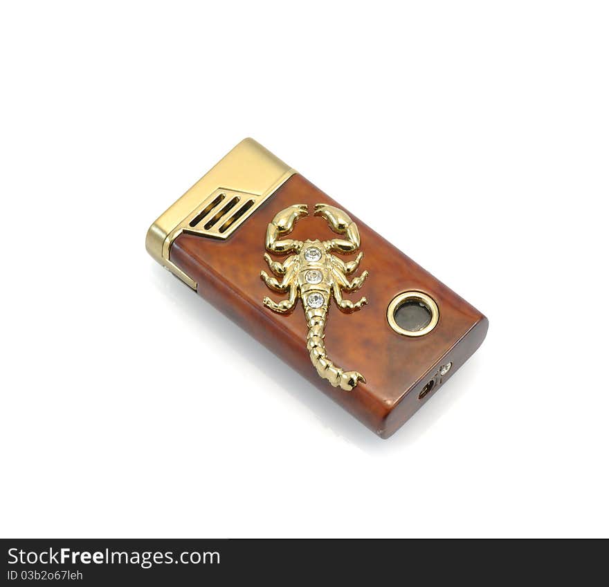 Brown cigarette lighter isolated at white background