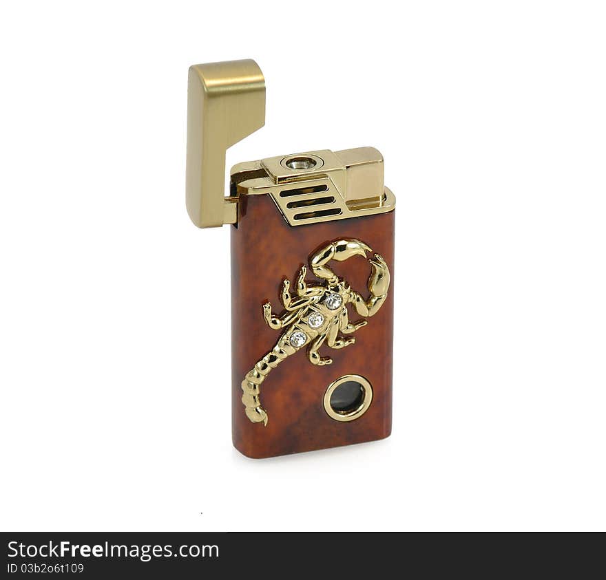 Brown cigarette lighter isolated at white background