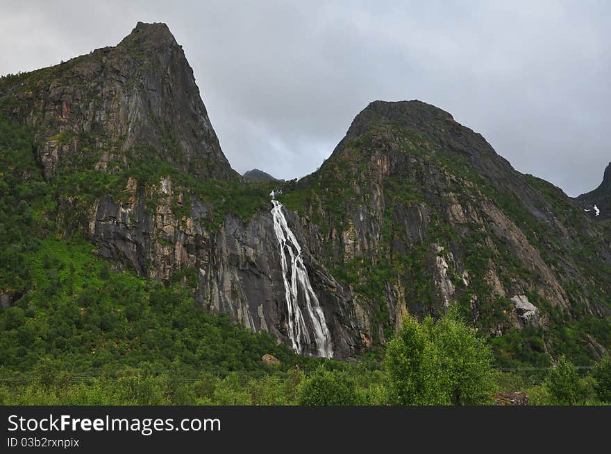 Waterfall In Lofoten