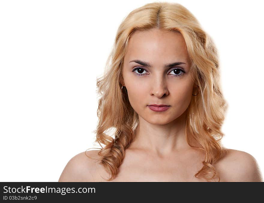 Portrait of a beautiful blonde isolated on white background