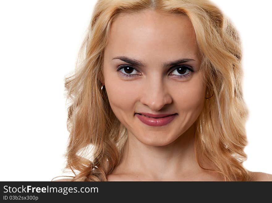 Portrait of a beautiful blonde isolated on white background