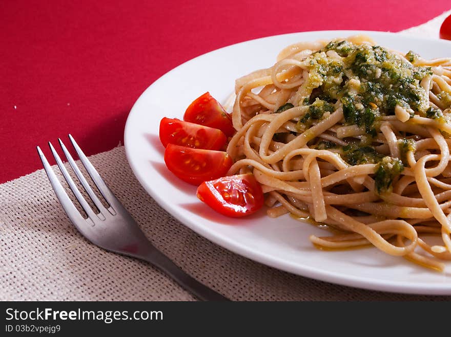 Pasta with pesto sauce