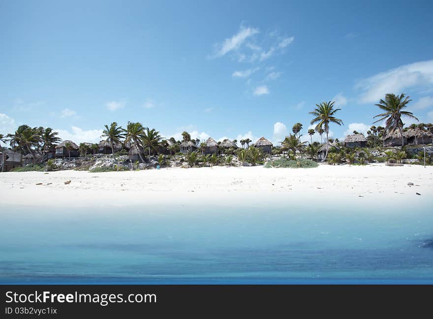 Tropical Beach Scene in Tulum Mexico