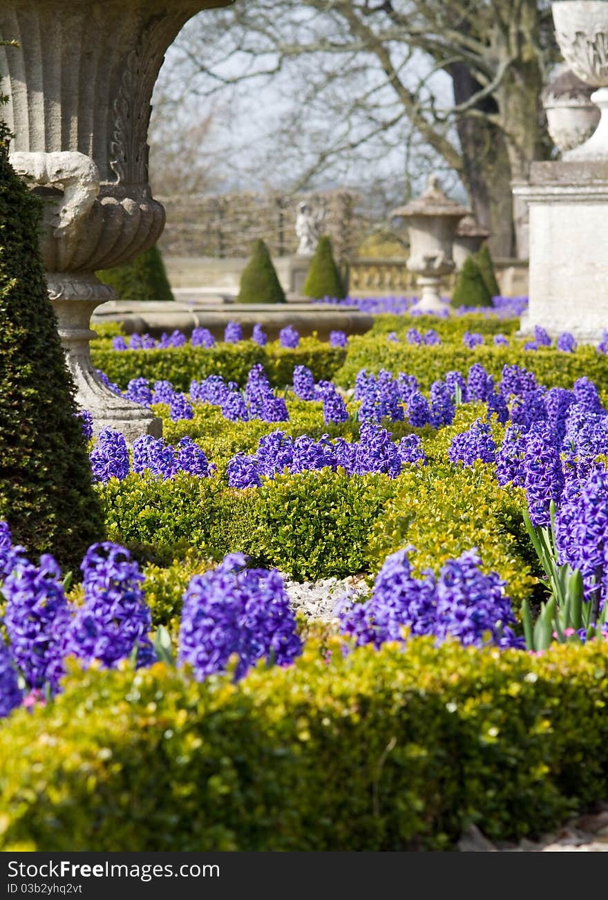 Formal Garden in spring with beautiful flowers