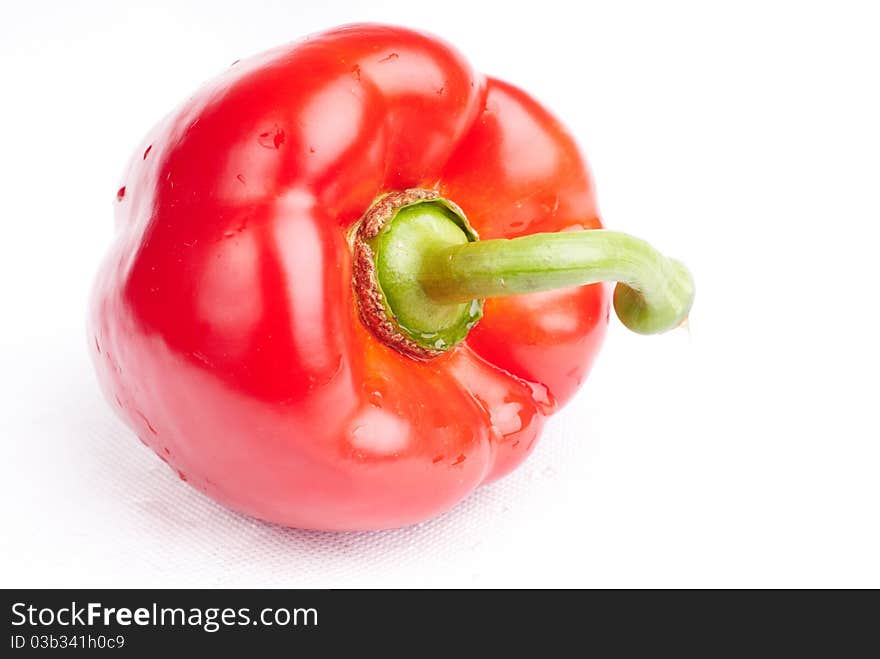 Red and wet pepper on white background. Red and wet pepper on white background