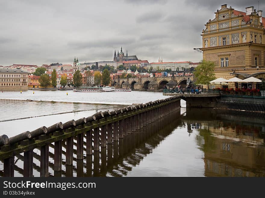 By the River in Prague Czech republic cityscape