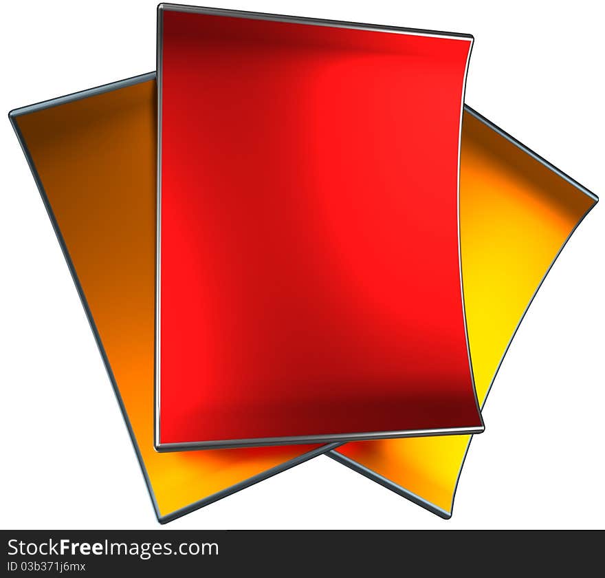 Shiny metallic paper, 3d render isolated on white