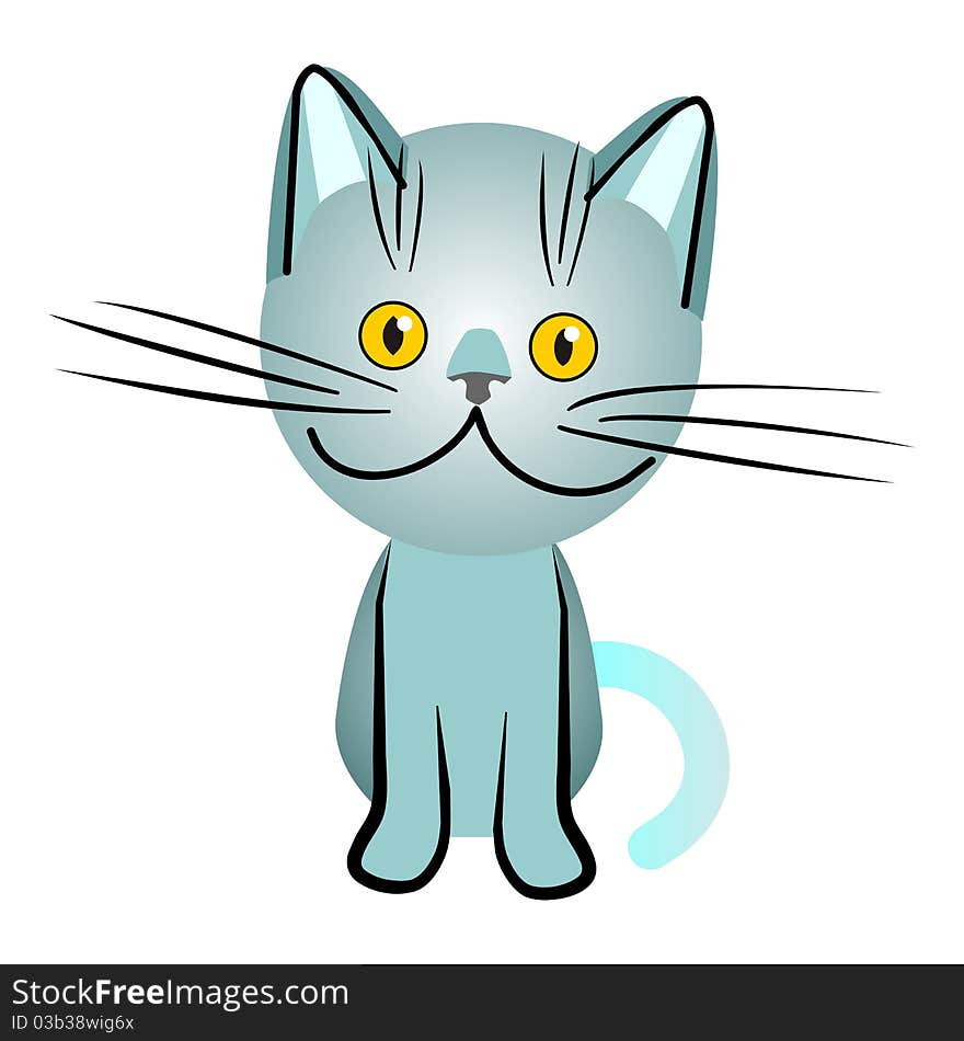 Vector Blue British cat with orange eyes