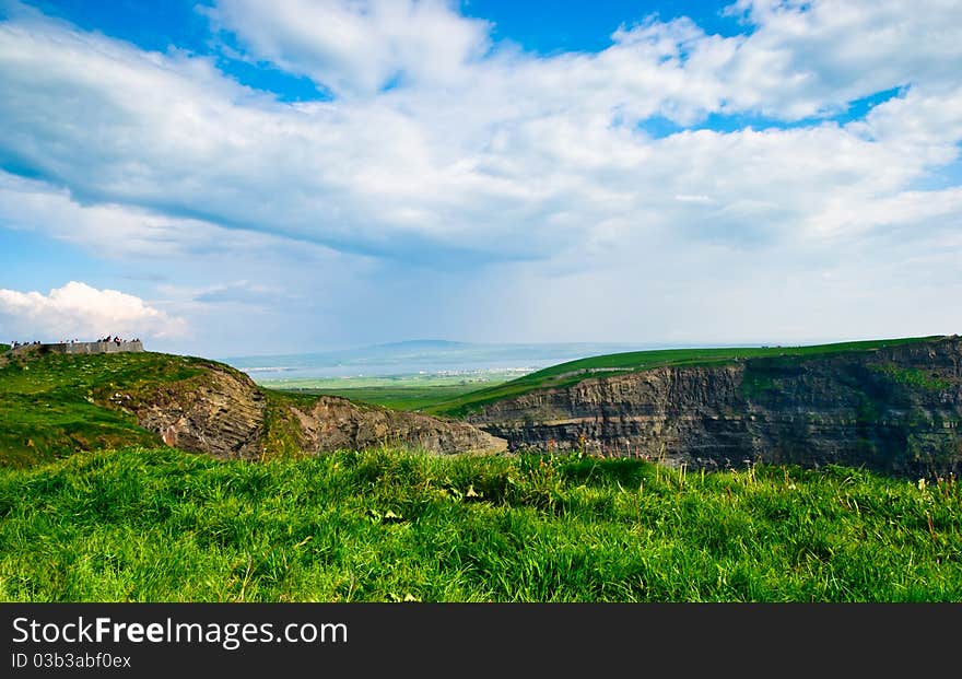 Cliffs of Moher  under blue sky , Ireland