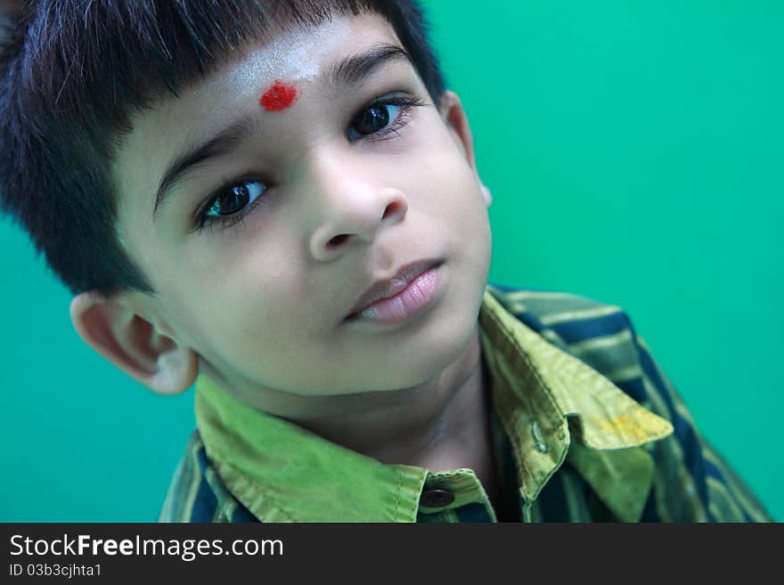 Indian Traditional Little Boy Posing to Camera