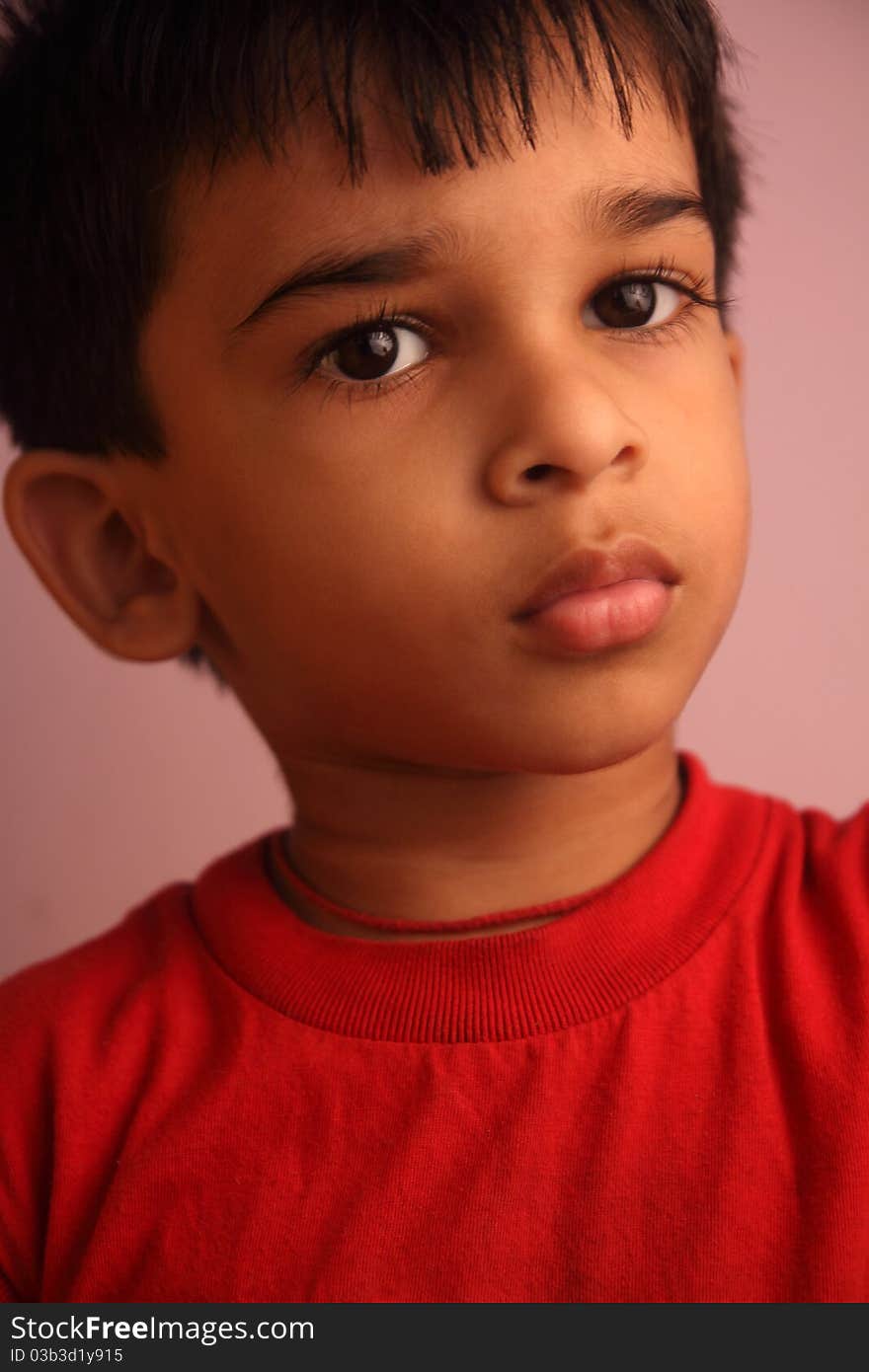 Portrait Of Cute Indian Little Boy Posing to Camera