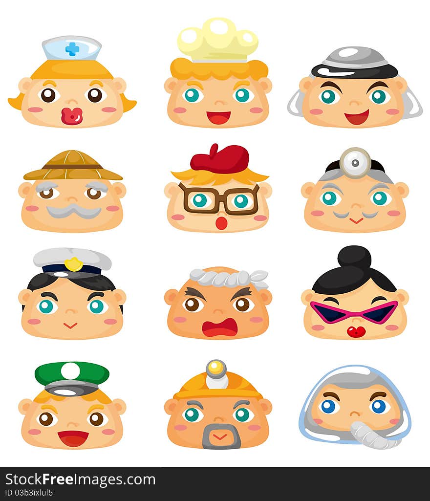 Cartoon people face icon