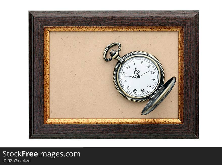 Pocket watch and Wood frame