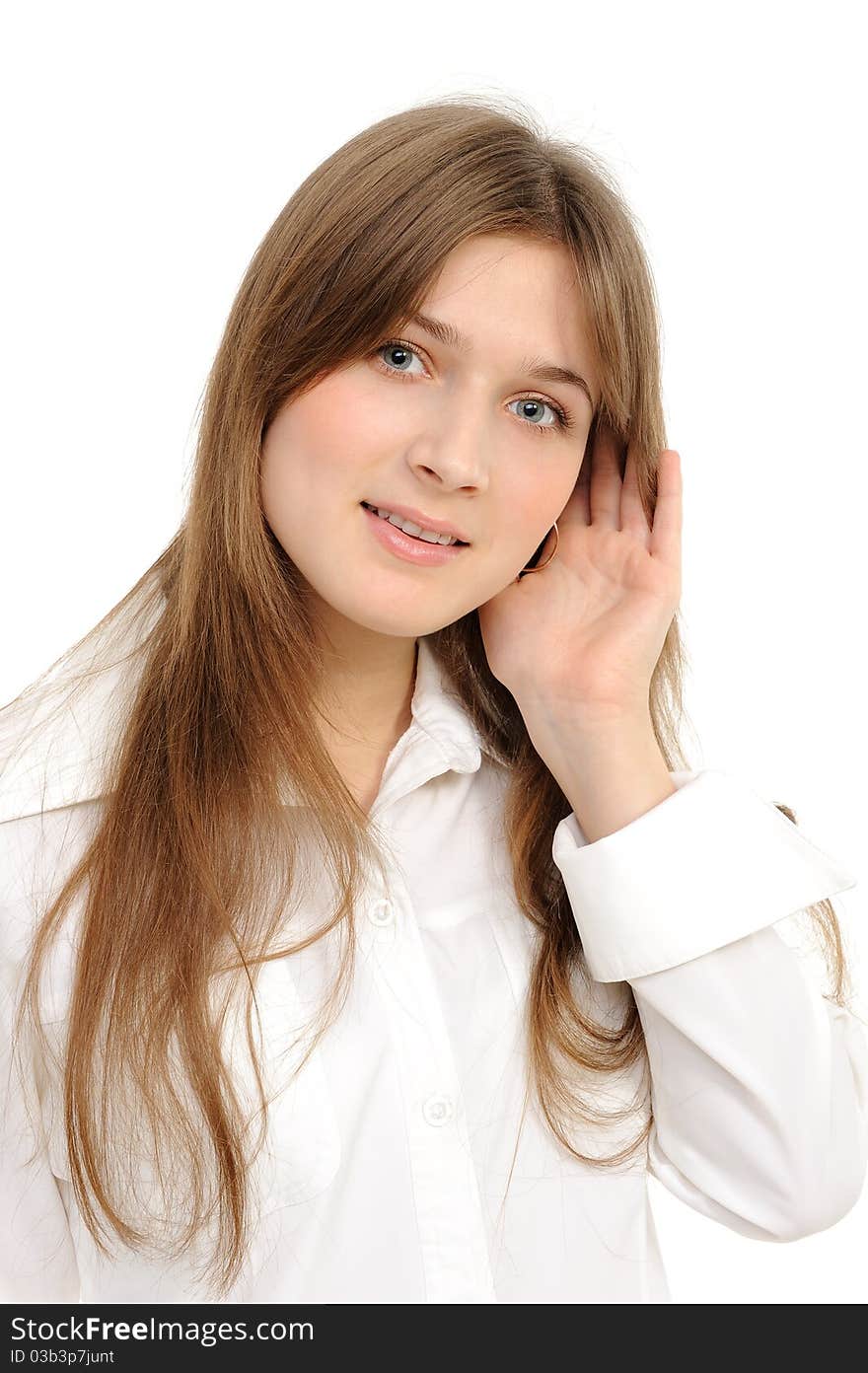 Picture of young woman listening gossip