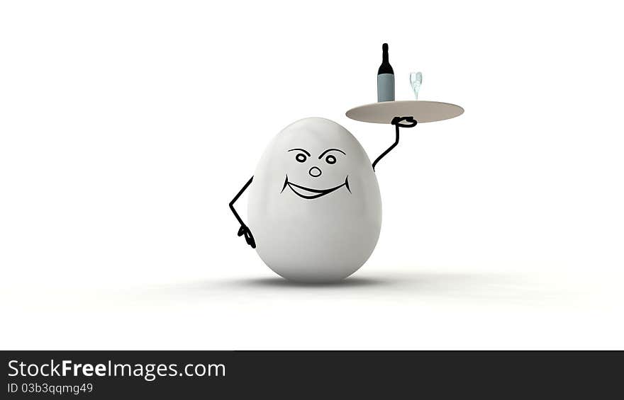 3d man holding wine and glass. 3d man holding wine and glass