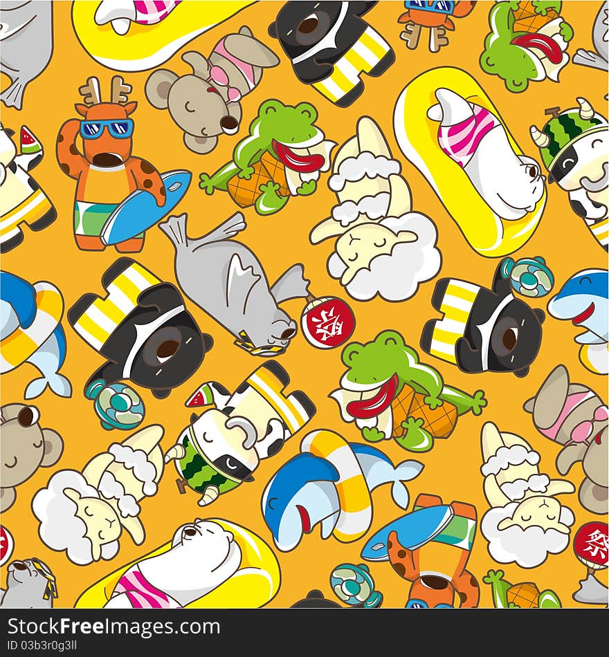 Seamless summer animal pattern