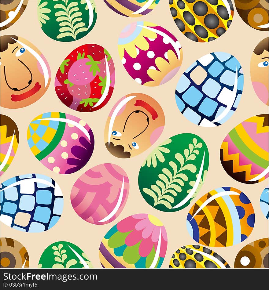 Seamless Easter egg pattern, drawing