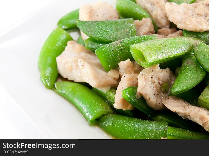 Fried Pea And Pork Thai Style