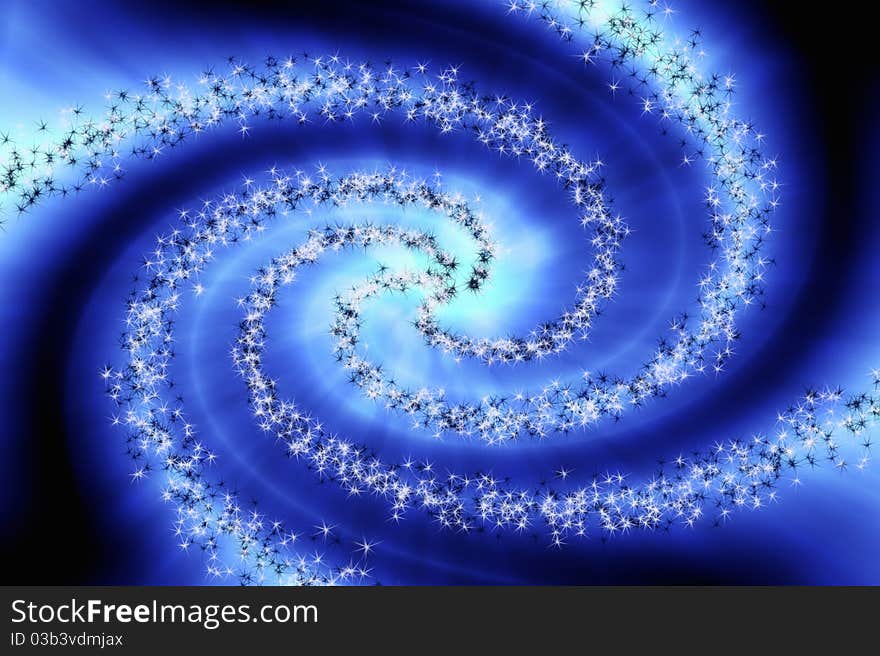 Abstract blue twirl galaxy with sparkles. Abstract blue twirl galaxy with sparkles