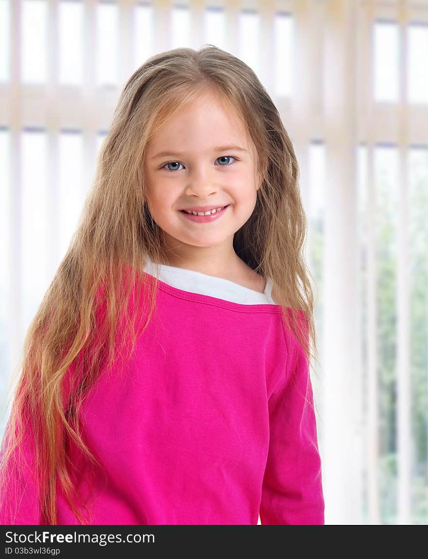 Cute little girl with long blond hair