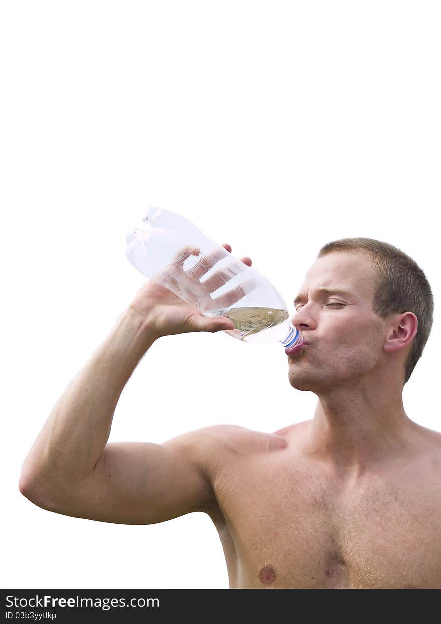 Muscular man drinking