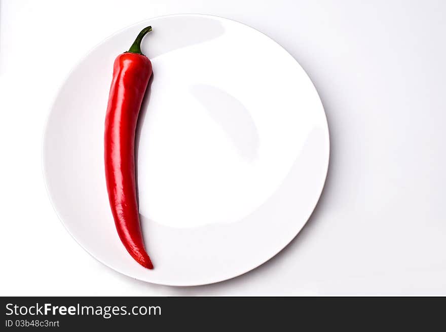 Red  pepper and white plate