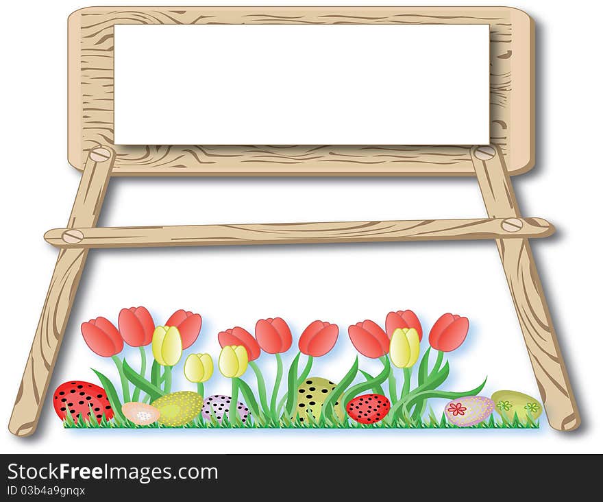 Easter,wooding background-frame with tulips and eggs. Easter,wooding background-frame with tulips and eggs