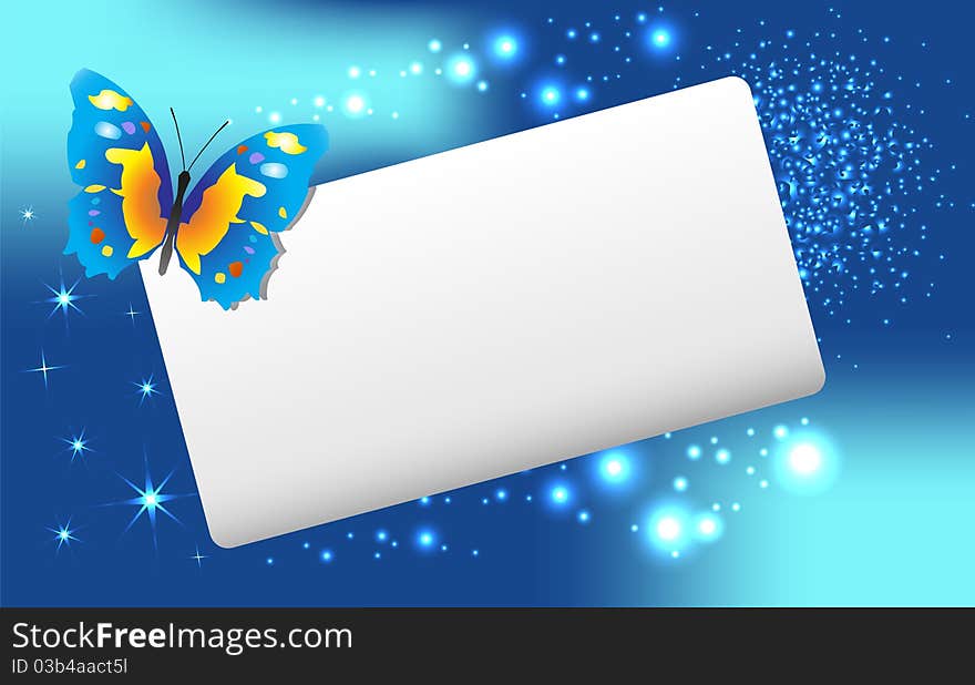 Abstract  banner with  butterfly and stars. 
Vector illustration .