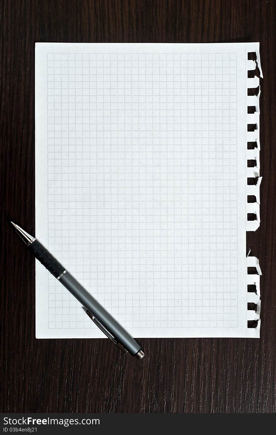 Notepad page and pen