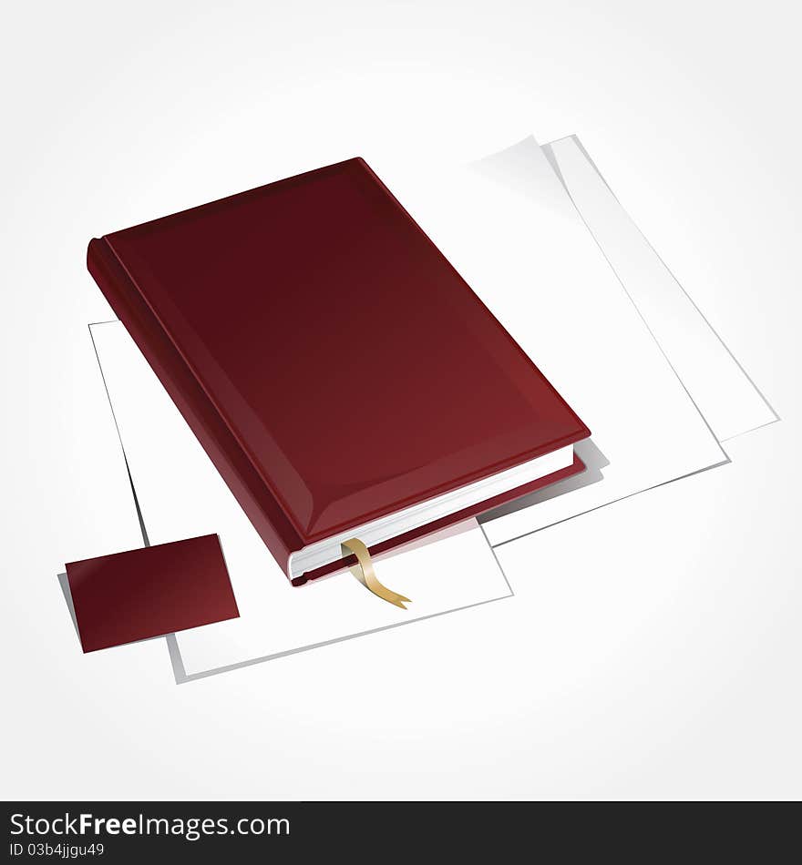 Vector illustration of diary with visit card.