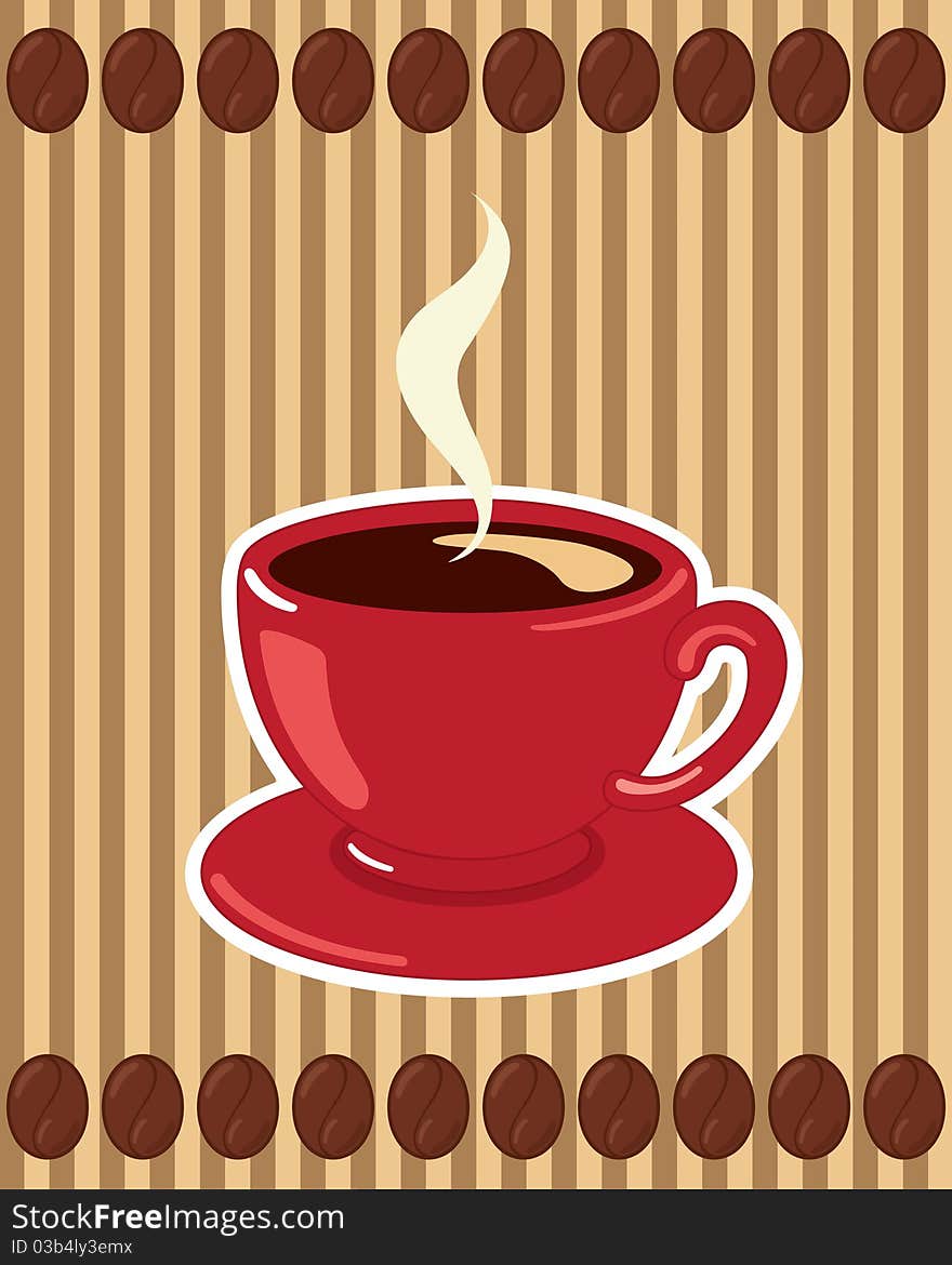 Coffee Cup on Striped Background